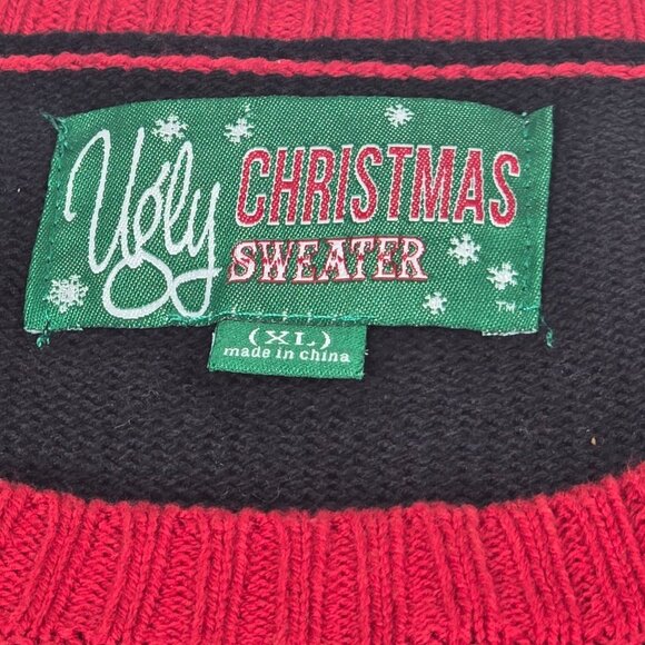 Santa Claws Ugly Christmas Sweater XL Cat Design Red Black Green - Picture 4 of 7